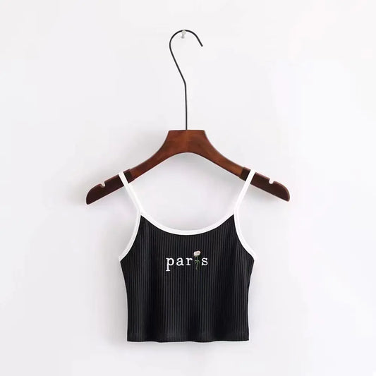 Style Loft Collection Embroidered Cropped 40 World Cities Tank Top