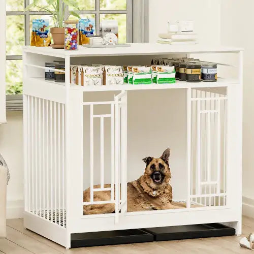 Style Loft Collection 43 Inch Deluxe Wooden Dog Kennel with Storage