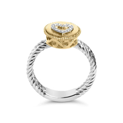 Style Loft Collection Heart Ring 18K Yellow Gold Plated .925 Sterling Silver Diamond with Satin Finish (I-J Color, SI1-SI2 Clarity)
