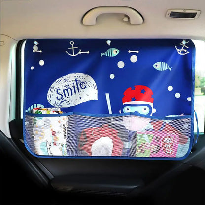 Style Loft Collection Car Sunshade with Storage Pocket and Suction Cups