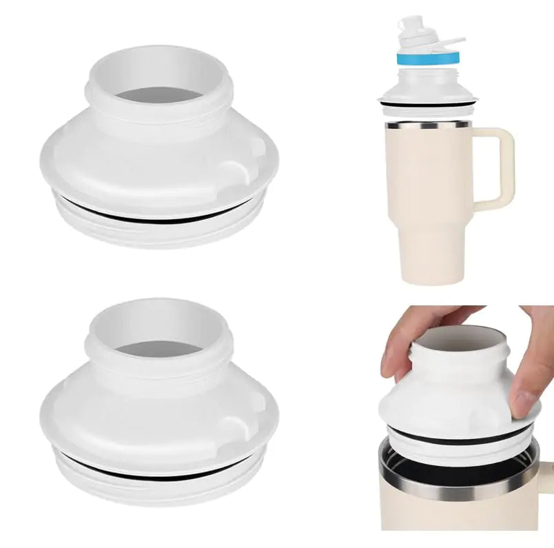Style Loft Collection 2PCS Bottle Adapter for Stanley Cup 40oz to Cirkul Lid Cap Converter Accessories Cirkul Stanley Adapter BPA Free Plastic Food Grade Silicone Fits for Stanley Water Bottles(White)