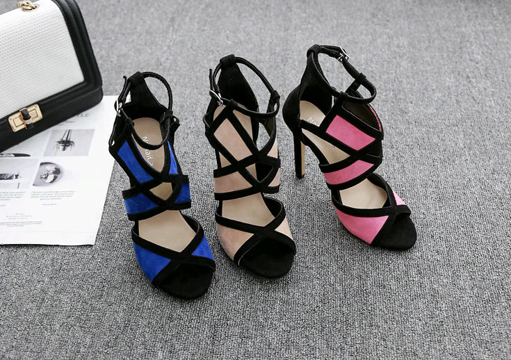 Style Loft Collection Colorful Suede Peep-Toe High Heels