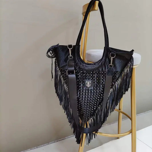 Style Loft Collection Black Diamond Tassel Shoulder Bag