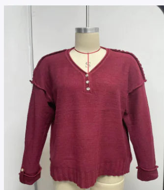 Style Loft Collection Laptop At The Coffeeshop Loose Button Knitted Sweater