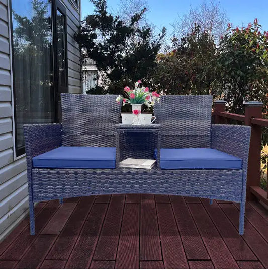 Style Loft Collection Rattan Garden Lounge Set with Glass Table