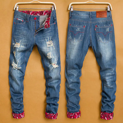 Style Loft Collection Ripped Red Cuffed Denim Jeans