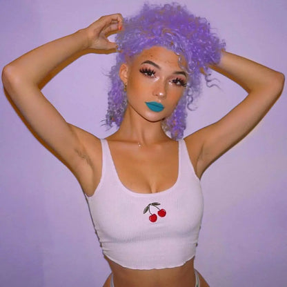 Style Loft Collection Cherry Poppin' Embroidered Sleeveless Crop Top