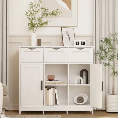 Style Loft Collection Versatile White Storage Cabinet with Shelves and Drawers