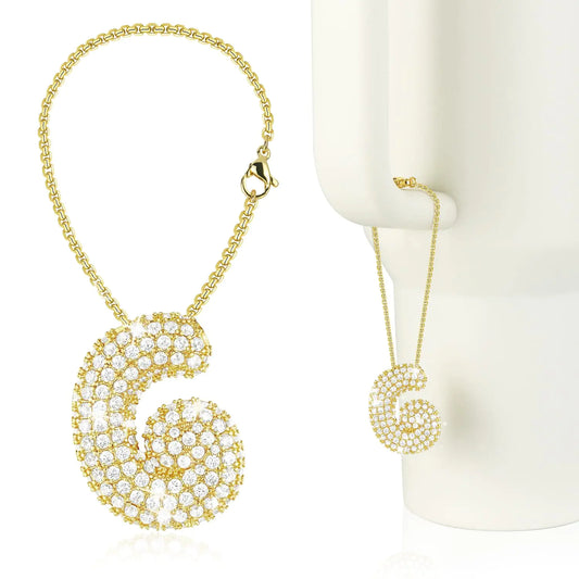 Style Loft Collection Diamond Letter for Stanley Cup Glitter Bottle Chain Compatible with Stanley 40 Oz Tumbler with Handle Sparkling Rhinestone Initial ID for Stanley Cup Accessories (G)