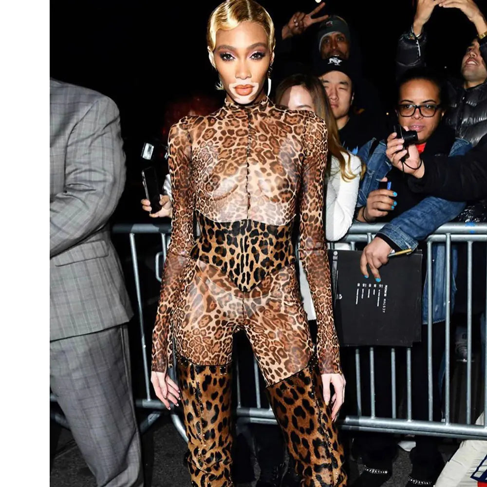 Style Loft Collection Papillon Noir Leopard Print Jumpsuit