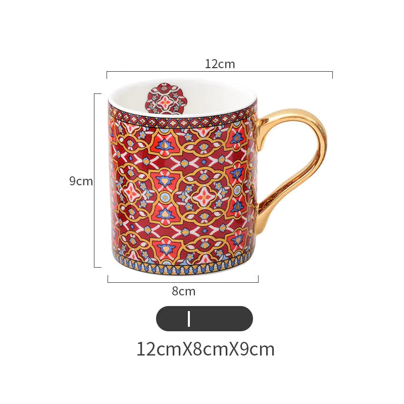 Style Loft Collection Moroccan Style Gold-Trimmed Ceramic Mug