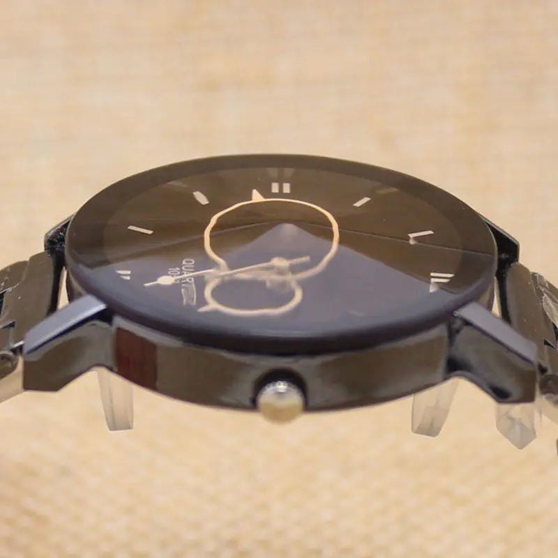 Style Loft Collection Black and Steel Band Couples Watch