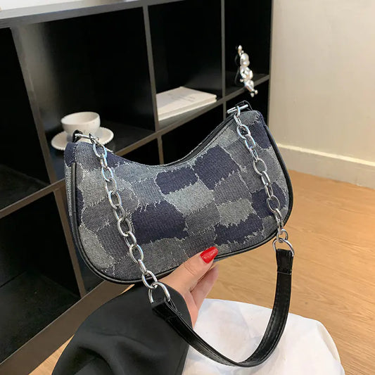 Style Loft Collection Chain Link Cross Border Soft Denim Bag