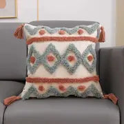 Style Loft Collection Canvas Tufted Throw Pillowcase with Tassels