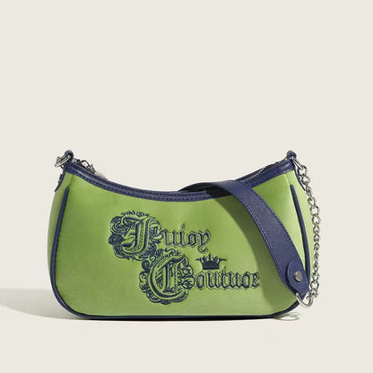 Style Loft Collection Juicy Green Apple Embroidered Saddle Bag